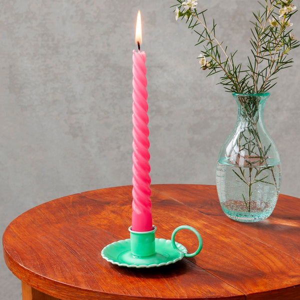 Emaille kaarsenhouder met handvat