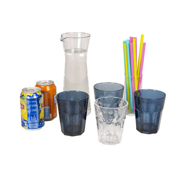 Bo-Camp-Wijn/Limonadeglas Mix & Match 400ML-Glas-Glazen-Onbreekbaar-Kunststof-Blauw-Camper-Stijlvol-Kamperen-Camping-Glaravans