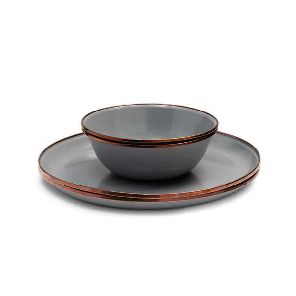 Barebones - Ontbijtbord Set-2 Stone Grey-Tableware-Servies-Plate-Bord-Breakfastplate-Grey-Grijs-Enamel-Copper-Koper-Stylish-Stijlvol-Kamperen-Camping-Glamping-Glaravans
