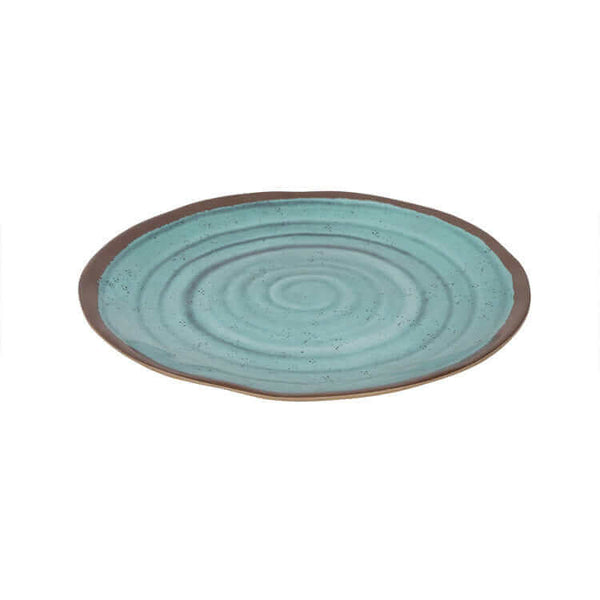 Bo-Camp-Melamine Servies Halo Terracotta Aqua-12delig-Servies-Stijlvol-Kamperen-Camping-Glaravans–Campingservies-Kampeerservies