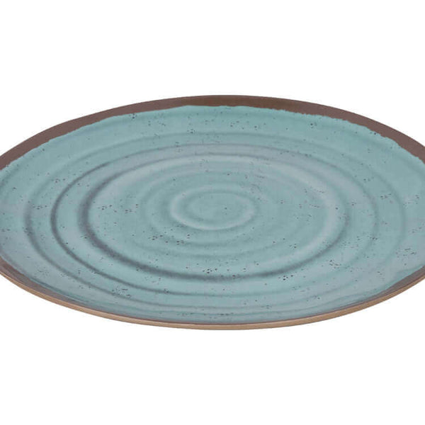 Bo-Camp-Melamine Servies Halo Terracotta Aqua-12delig-Servies-Stijlvol-Kamperen-Camping-Glaravans–Campingservies-Kampeerservies