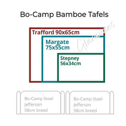 Bo-Camp-Tafel Margate 75x55-Tafel-campingtafel-meubilair-verstelbaar-bamboe-aluminium-inklapbaar-stijlvol-kamperen-caravan-glaravans