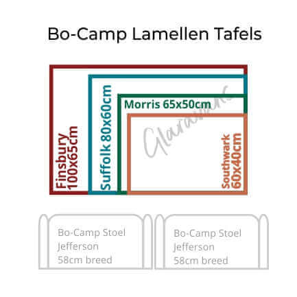 Bo-Camp-Tafel Southwark 60x40cm-Campingtafel-Bijzettafel-Lamellen-Luxe-Aluminium-Bamboe-Lichtgewicht-Verstelbaar-Inklapbaar-Stijlvol-Kamperen-Caravan-Glaravans